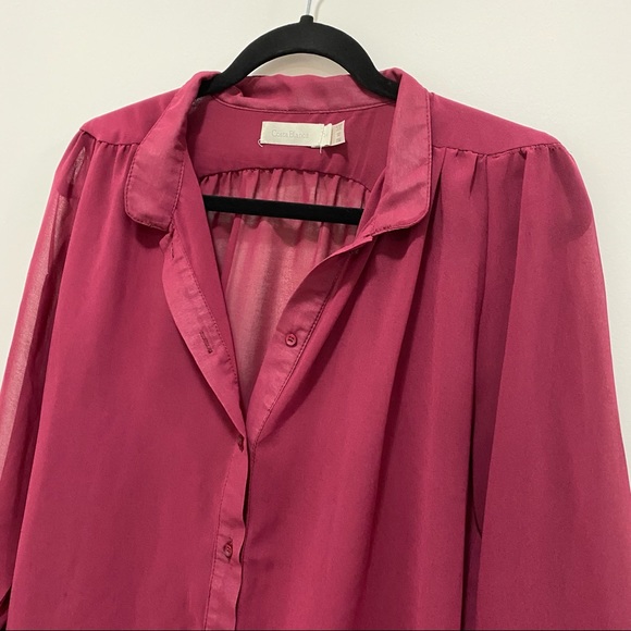 🛍 3/$45 Costa Blanca Sheer Maroon Blouse - Picture 4 of 6